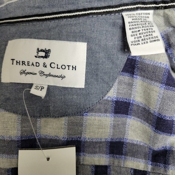 THREAD & Cloth Button-Up Cotton Long-Sleeve Plaid Shirt Men's. New With Tags $68 - Picture 5 of 5